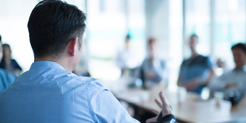 A Entrepreneurial Corporate Manager is Meeting with Investors, P